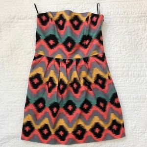 Rachel Roy Ikat Geometric Strapless Dress 8